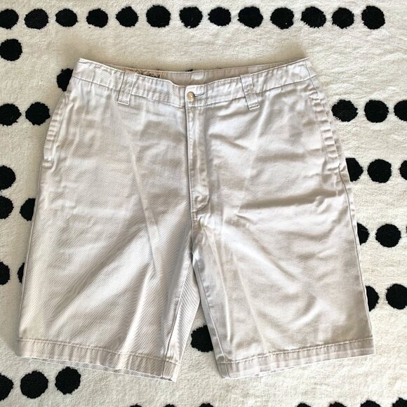 Timberland Vintage 90s Stratham Issue Khaki Bermuda Flat Front Casual Shorts - Picture 1 of 12